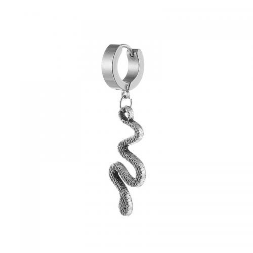 Huggie Hoop Drop Earring 316L Stainless Steel Snake polished Unisex Sold By PC