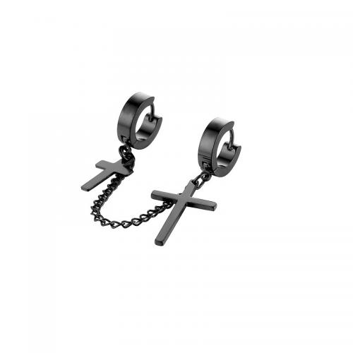 Earring Buail Huggie, 316L Cruach dhosmálta, Cross, snasta, unisex, dathanna níos mó le haghaidh rogha, Díolta De réir PC