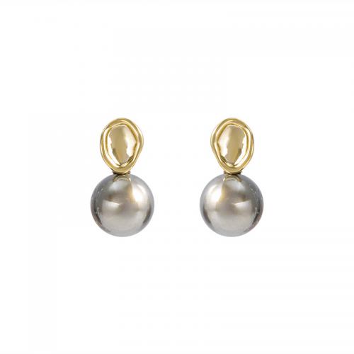 Brass Stud Earring with Plastic Pearl fashion jewelry & for woman nickel lead & cadmium free Sold By Pair