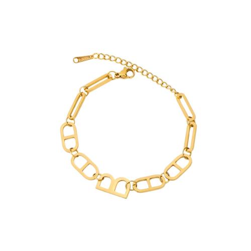 Bijoux bracelet en acier inoxydable, Acier inoxydable 316, avec 5cm chaînes de rallonge, Plaqué or 18K, bijoux de mode & pour femme, doré, Longueur Environ 15 cm, Vendu par PC