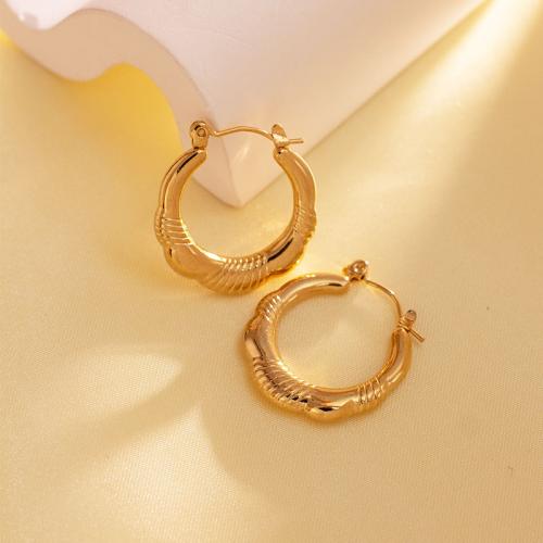 Titanium Steel  Earring gold color plated fashion jewelry & for woman nickel lead & cadmium free Sold By Pair