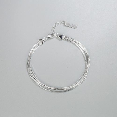 Bracelets en argent sterling, Argent sterling 925, avec 1.37inch chaînes de rallonge, bijoux de mode & multicouche & pour femme, protéger l'environnement, sans nickel, plomb et cadmium, Longueur Environ 6.1 pouce, Vendu par PC