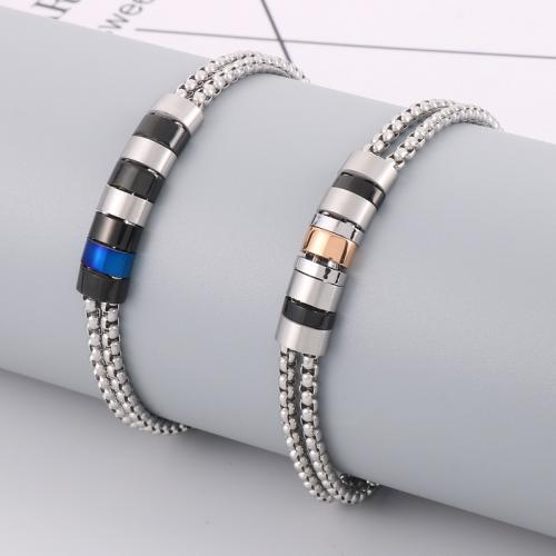 Quelques Bracelet à et Bangle, Acier inoxydable 304, Double couche & bijoux de mode & unisexe, plus de couleurs à choisir, 8mm, Longueur Environ 8.07 pouce, Vendu par PC