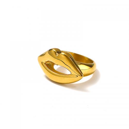 Anillo de dedo de Titantium Acero, Partículas de acero, diverso tamaño para la opción & para mujer, dorado, Vendido por UD