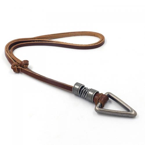 aleación de zinc collar, con cable de piel de vaca, chapado, Joyería & diferentes estilos para la opción & para hombre, pendant size 32x25mm, longitud aproximado 33.5 Inch, Vendido por UD