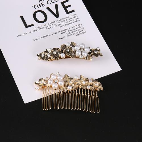 Accesorios para el Cabello, aleación de zinc, con Perlas plásticas, para mujer & con diamantes de imitación, más colores para la opción, libre de níquel, plomo & cadmio, Vendido por UD