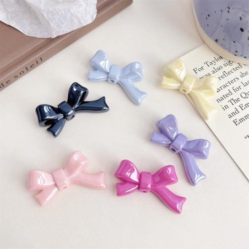 Plated Acrylic Beads Bowknot UV plating DIY Sold By Bag