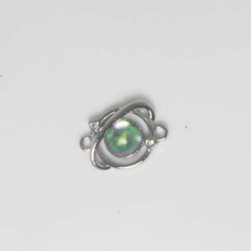 Sinkkiseos Liitin, kanssa Sea Opal, hopea päällystetty, tee-se-itse & 1/1 silmukka, monivärinen, nikkeli, lyijy ja kadmium vapaa, 16.80x11.70x4.30mm, Myymät PC