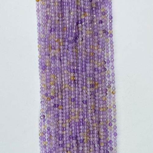 Prirodni kvarc nakit Beads, Ametrine, Krug, možete DIY & različite veličine za izbor & faceted, miješana boja, Prodano Per Približno 38 cm Strand