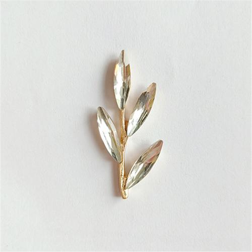 ヘアスティック所見, 亜鉛合金, 葉っぱ, ゴールドメッキ, DIY, 無色, 16x40mm, 売り手 パソコン