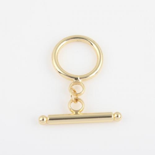 Chiusura Toggle in ottone, Cerchio, placcato color oro, DIY, assenza di nichel,piombo&cadmio, 31.40x2.50x3.20mm, Venduto da PC