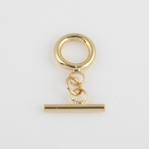 Messing Toggle sluiting, Ronde, gold plated, DIY, nikkel, lood en cadmium vrij, 21.30x14.10x1.90mm, Verkocht door PC