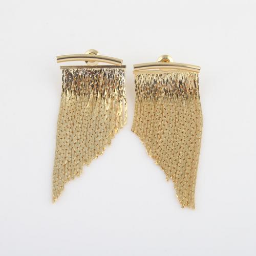 Fashion Fringe Boucles d'oreilles, laiton, Placage de couleur d'or, pour femme, protéger l'environnement, sans nickel, plomb et cadmium, 46.50x20x13.80mm, Vendu par paire