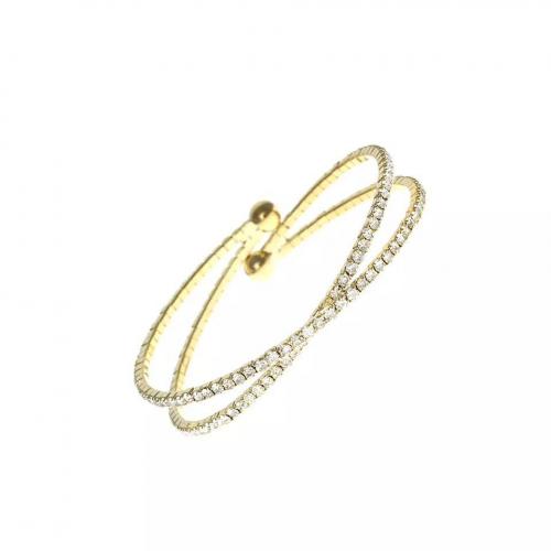 Rhinestone Cuff Bangle, med Messing, forgyldt, forskellige stilarter for valg & for kvinde & hule, Indvendig diameter:Ca. 55mm, Solgt af PC