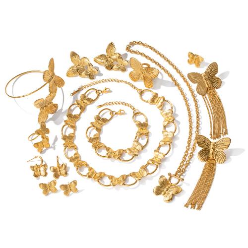 304 roestvrij staal Sieraden set, Vlinder, plated, verschillende stijlen voor de keuze & voor vrouw, Verkocht door PC