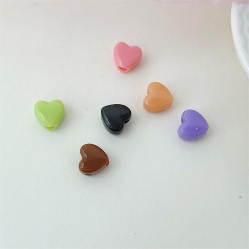 Solid Color Akryl perler, Heart, du kan DIY, flere farver til valg, 8mm, 500G/Lot, Solgt af Lot