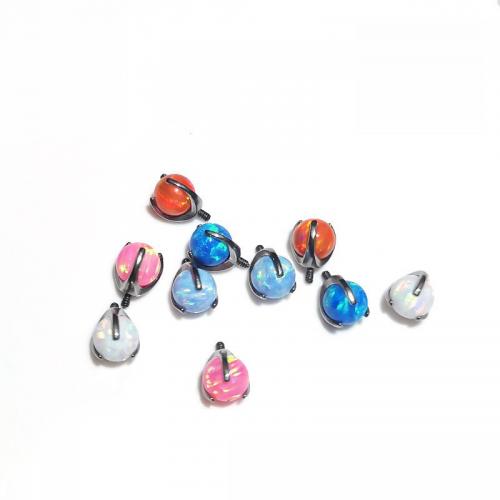 Fashion Personlighed Body Piercing Smykker Og Tilbehør, Titanium Alloy, med opal, Unisex & forskellig størrelse for valg, flere farver til valg, nikkel, bly & cadmium fri, 5pc'er/Bag, Solgt af Bag