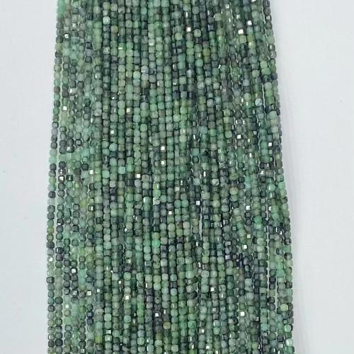 Gemstone šperky Korálky, Emerald, Náměstí, DIY & tváří, zelený, 2.50x2.50mm, Prodáno za Cca 38-39 cm Strand