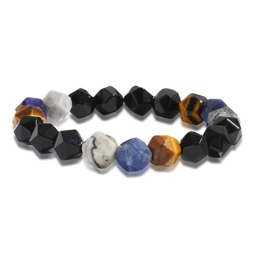 Dubh Agate bráisléid, Agate Black, le Léarscáil Stone & Tíogair Súl & Sodalite, jewelry faisin & unisex, dathanna measctha, 10mm, Fad Thart 21 cm, Díolta De réir PC