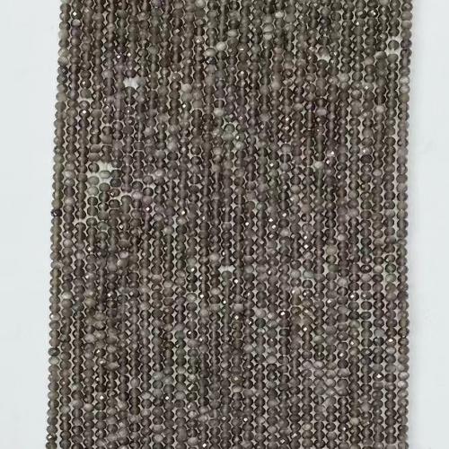 Perles bijoux en pierres gemmes, Argent-Obsidienne, abaque, DIY & normes différentes pour le choix & facettes, couleurs mélangées, Vendu par Environ 38-39 cm brin