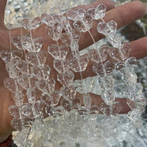 Tropfen Kristallperlen, Kristall, Schmetterling, DIY, Crystal Clear, 14x20mm, verkauft per ca. 38 cm Strang