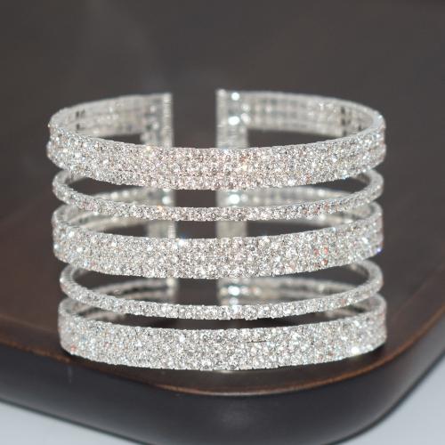 Ferro Pulseiras, banhado, joias de moda & para mulher & com strass, Mais cores pare escolha, níquel, chumbo e cádmio livre, width 42mm, Diametro interno:Aprox 55mm, vendido por PC