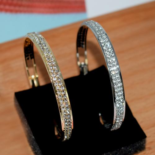 Ferro Pulseiras, banhado, joias de moda & para mulher & com strass, Mais cores pare escolha, níquel, chumbo e cádmio livre, width 7mm, Diametro interno:Aprox 65mm, vendido por PC