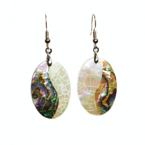 Shell korvakorut, Abalone Shell, kanssa Sinkkiseos, päällystetty, naiselle, valkoinen, 30x21mm, Myymät Pair