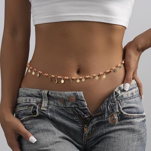 Body Chain Sieraden, Messing, met Seedbead, plated, mode sieraden, gouden, nikkel, lood en cadmium vrij, Lengte 98 cm, Verkocht door PC