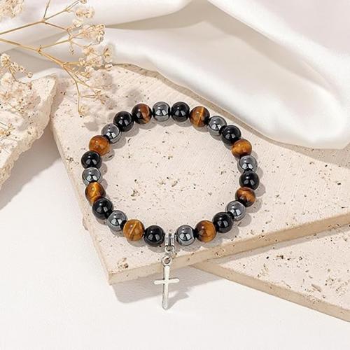 Gemstone Apyrankės, Brangakmenis, su Cinko lydinys, Bižuterijos & unisex, mišrios spalvos, Pardavė PC