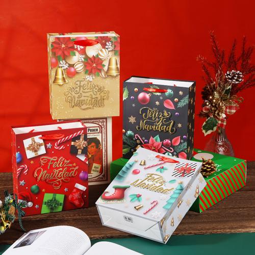 Saco de presentes de natal, papel, with Corda de poliéster, Design de Natal & tamanho diferente para a escolha & Varios pares a sua escolha, Mais cores pare escolha, 12PCs/Lot, vendido por Lot