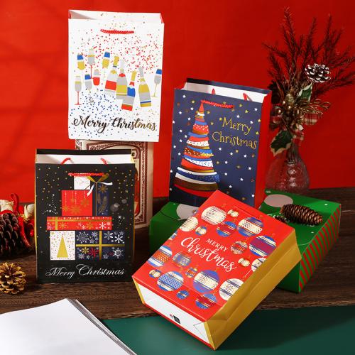 Saco de presentes de natal, papel, with Corda de poliéster, Design de Natal & tamanho diferente para a escolha & Varios pares a sua escolha, Mais cores pare escolha, 12PCs/Lot, vendido por Lot