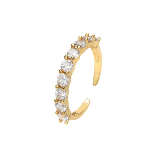 Cúbicos Circonia Micro Pave anillo de latón, metal, chapado en color dorado, diferentes estilos para la opción & micro arcilla de zirconia cúbica & para mujer, libre de níquel, plomo & cadmio, Minimum inner diameter:17mm, Vendido por UD