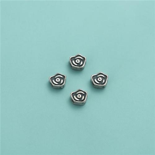 Perline in argento sterlina 925, 925 sterline d'argento, Rose, Vintage & DIY, 6x3.20mm, Foro:Appross. 1.5mm, Venduto da PC