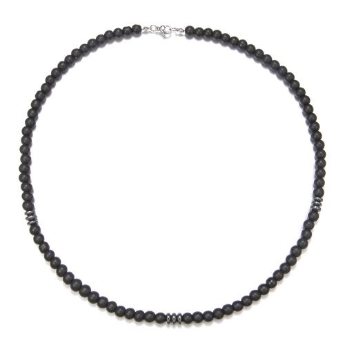 Gemstone smycken halsband, Natursten, med 304 rostfritt stål, Rund, mode smycken & olika material för val & Unisex, fler färger för val, 6mm, Längd Ca 52 cm, Säljs av PC