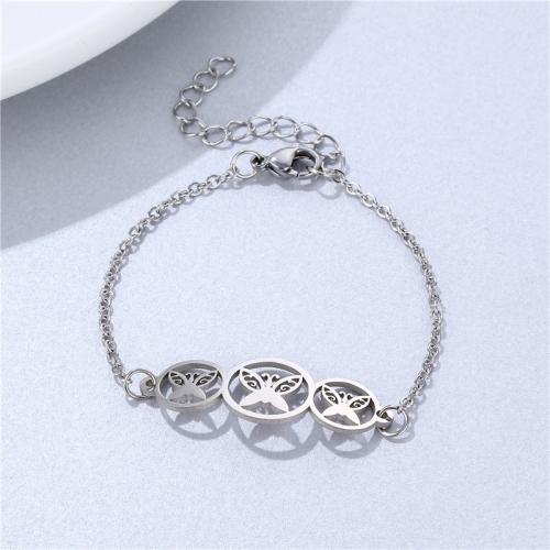 Bracciale gioielli in acciaio inossidabile, 304 acciaio inox, Farfalla, lucido, per la donna, Lunghezza Appross. 18 cm, Venduto da PC