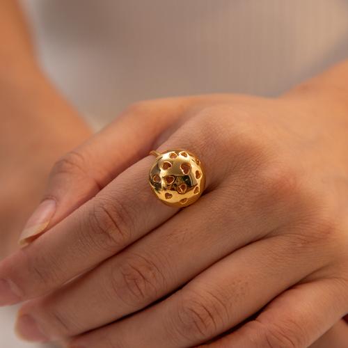 Vinger Ring in edelstaal, 304 roestvrij staal, Ronde, plated, mode sieraden, gouden, Ring inner diameter:1.73cm, Verkocht door PC