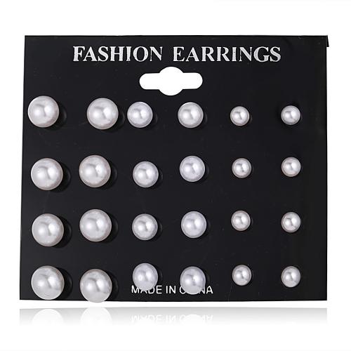 Lo zinco in lega Stud Earring, lega in zinco, with perla in plastica, vernice di essiccamento, 12 pezzi & stili diversi per la scelta & per la donna, assenza di nichel,piombo&cadmio, Venduto da set