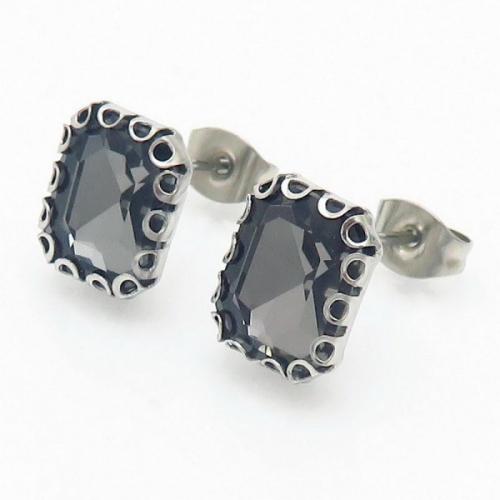 Rostfritt stål Stud Örhängen, 304 rostfritt stål, Square, handgjord, mode smycken & för kvinna & med strass, fler färger för val, nickel, bly och kadmium gratis, 10x8mm, Säljs av Par