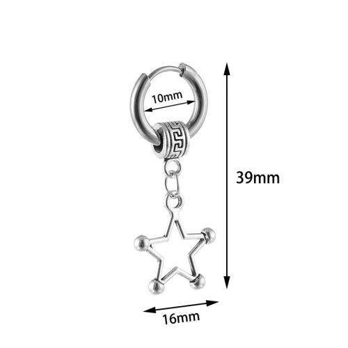 Earring Buail Huggie, 316L Cruach dhosmálta, Star, snasta, unisex, dathanna níos mó le haghaidh rogha, Díolta De réir PC