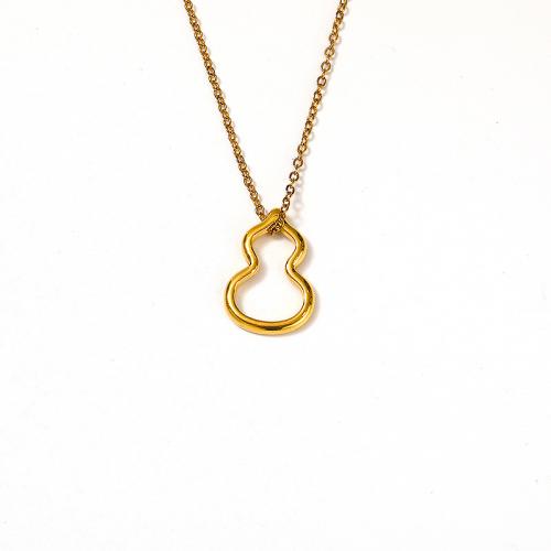 Colar de aço titânio, Partículas de aço, with 5CM extender chain, Cabaça, para mulher, dourado, comprimento Aprox 45 cm, vendido por PC