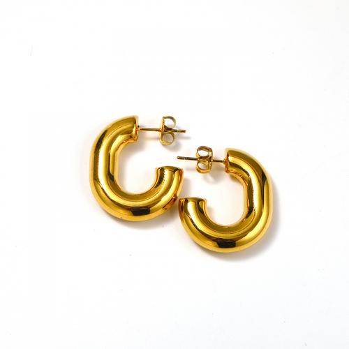 Titanium Aço Brinco, Partículas de aço, para mulher, dourado, 27x23mm, vendido por par