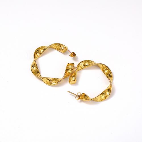 Titanium Steel  Earring Vacuum Ion Plating for woman gold Sold By Pair