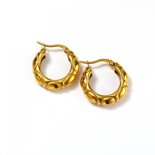 Titanium Steel  Earring Vacuum Ion Plating for woman gold Sold By Pair