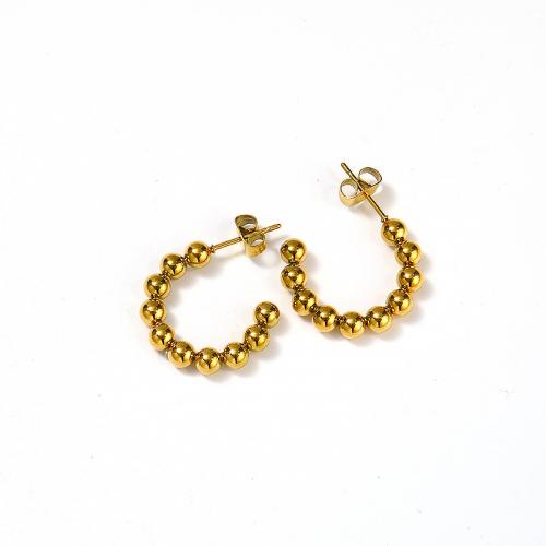 Titanium Steel  Earring Vacuum Ion Plating for woman golden Sold By Pair