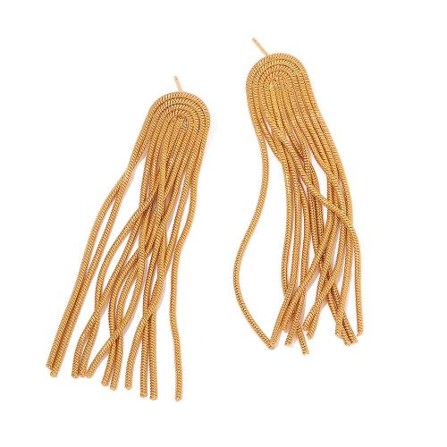 Fringe pendientes de la manera, acero inoxidable 304, Joyería & para mujer, dorado, libre de níquel, plomo & cadmio, 66x13mm, Vendido por Par