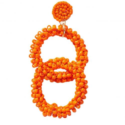 Pendientes, Seedbead, Donut, hecho a mano, para mujer & hueco, naranja, 40x70mm, Vendido por Par