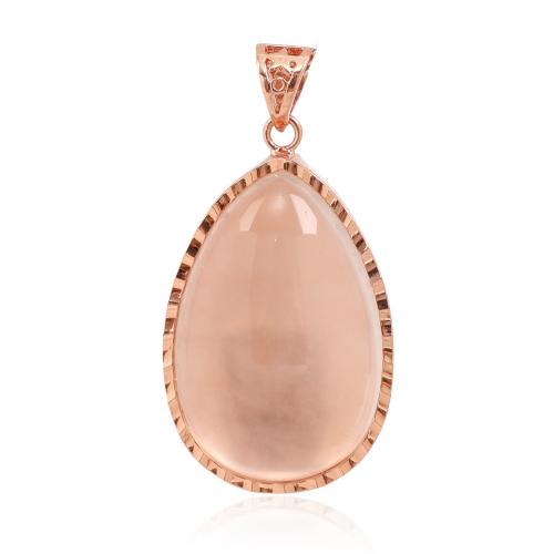 Pendentifs quartz naturel, Cristal naturel, avec alliage de zinc, larme, Plaqué de couleur d'or rose, bijoux de mode & DIY, transparent, 23x32mm, Vendu par PC