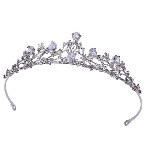 Tiaras, Sinc Alloy, micrea réiteach zirconia ciúbach & do bhean & le rhinestone, nicil, luaidhe & caidmiam saor in aisce, Trastomhas Istigh:Thart 140mm, Díolta De réir PC