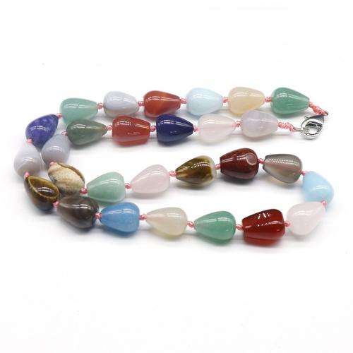 Gemstone smykker halskæde, Natursten, Teardrop, mode smykker & forskellige materialer til valg & Unisex, flere farver til valg, nikkel, bly & cadmium fri, beads:10x13mm, Længde Ca. 48-50 cm, Solgt af PC